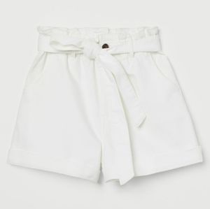 H&M white denim paper bag shorts